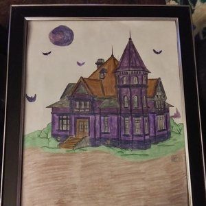 Framed Haunted House Artwork